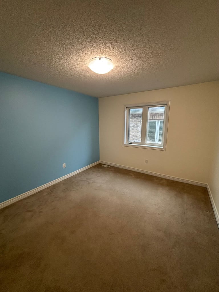 Empty room with blue and beige walls