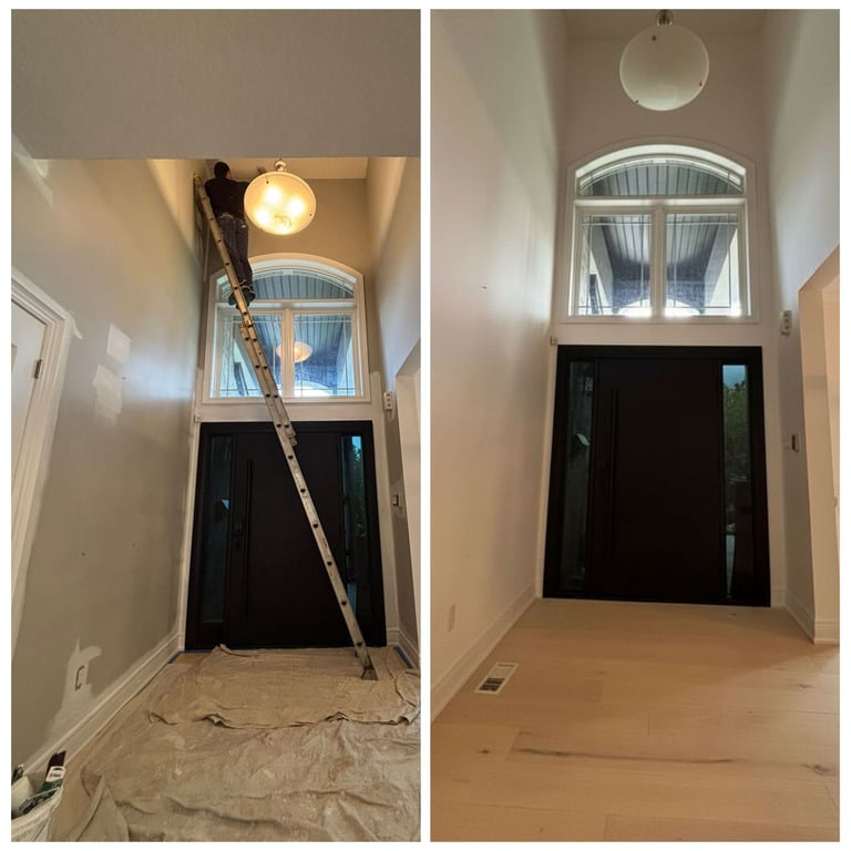 Before and after of a renovated entryway